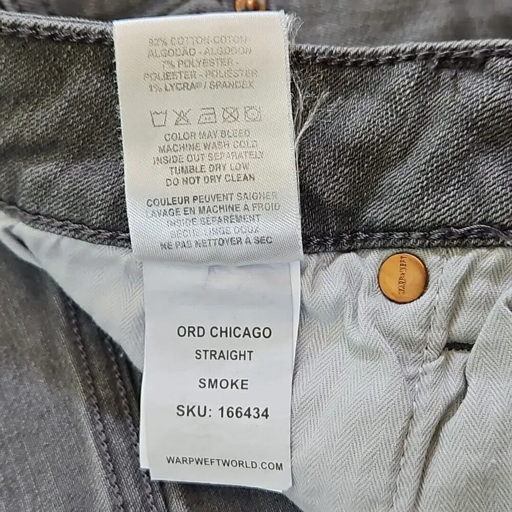 Warp + Weft Ord Jeans Men's W31 L32‎ Chicago Straight Smoke Gray Quiet Luxury